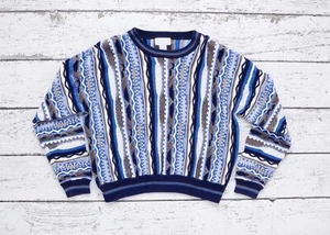 Cárdigan Suéter Christopher & Banks Estilo Coogi Tejido Ondulado 3D Colorido De Colección Años 90 M - Imagen 1 de 6