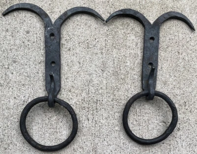 Par (2) Tiradores de Puerta Forjados a Mano Personalizados Herrero Rústico Herrajes Antiguos Foto 1 de 4