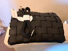 Nwt Urban Outfitters Anthropologie Black LINDY Woven Clutch Purse With Strap