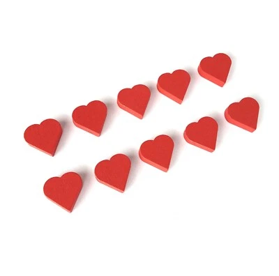 Red Wooden Heart Tokens Pack of 10 Tabletop Numeracy HP Life Counters 15mm - Image 1 of 4