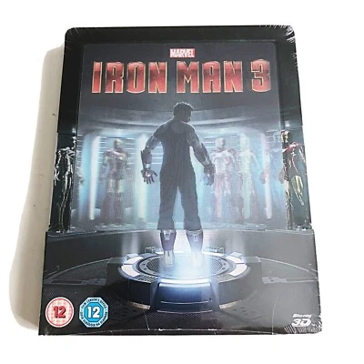 Marvel Iron Man 3 Blu-ray [3D/2D] Steelbook [UK] Lenticular Edition OOS/OOP RARE Foto 1 de 4