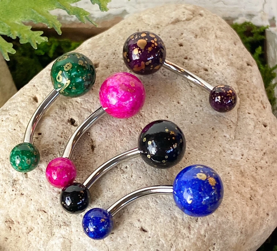 1件装亚克力化石球肚脐穿孔穿孔海军身体珠宝首饰 — 第 1/1 张图片