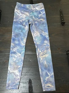 Athleta Girls Pants Blue Size Large 12 Leggings Tie Dye Stretch High Rise Tight - Picture 1 of 4