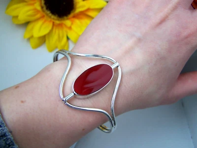 BRAZALETE BRAZALETE GIRATORIO CORNALINA ABALÓN PLATA ESTERLINA MACIZA 925 VINTAGE Foto 1 de 4