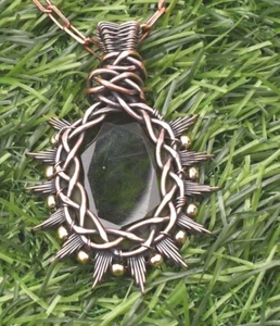 Peridot Pendant Copper Wire Wrapped Handmade Jewelry Pendant Necklace - Picture 1 of 9