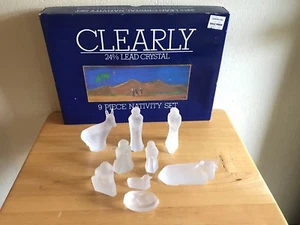 Nativity Set Christmas Frosted Lead Crystal 9 Piece Original Box AS IS READ - Picture 1 of 12