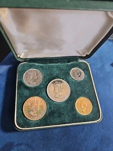 1955 Cyprus 5 pc Proof Set, 3 mils, 5 mils, 25, 50, 100 Pound Coins (#20088) - Picture 1 of 13