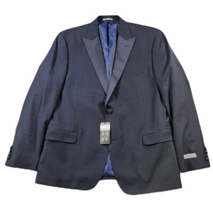 Alfani Slim-Fit Navy Tuxedo Suit Jacket Mens 46R Blue Diamond Grid Pattern $360 - Picture 1 of 7