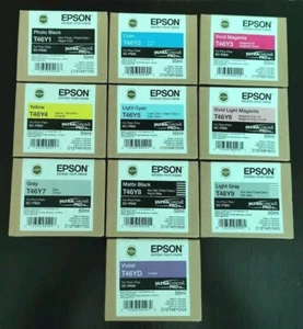 SET OF 10 EPSON SC-P900 INKS T46Y1-T46Y4-T46Y5-T46Y6-T46Y7-T46Y8-T46Y9-T46YD - Picture 1 of 1