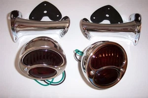 1928-1931 Ford model A taillight kit, stainless lights with glass lenses. - Bild 1 von 2