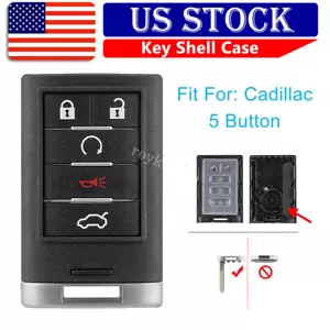 For 2008 2009 2010 2011 Cadillac DTS CTS STS Key Fob Remote Shell Case 5 Buttons - Foto 1 di 10