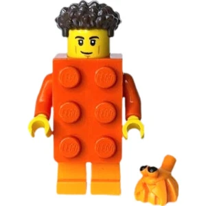 New LEGO BAM 2025 Minifigure - Reddish Orange Brick Costume Guy w/ Crab - Picture 1 of 2