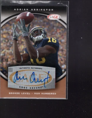 B3931- 2008 SAGE Autographs Bronze #2 Adrian Arrington Auto - NM-MT - Image 1 of 2