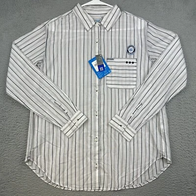 Camisa Columbia UNC para mujer pequeña mientras gris a rayas mezcla Tencel PFG tacones alquitranados Foto 1 de 4