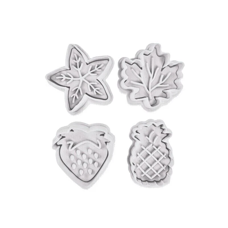 FRUITS & LEAVES PLUNGER CUTTERS STRAWBERRY PINEAPPLE LEAF CAKE DECORATING ICING - Image 1 of 1