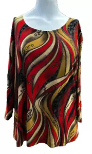 Bretagne schwarzes Top plus 2x rot schwarz gold Stretch Langarm Strick rund Slinky - Bild 1 von 11