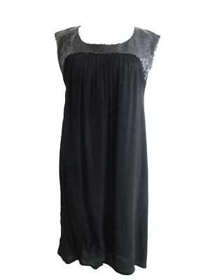 Vestido Mango Para Mujer 4/S Negro Sin Mangas Camiseta sin Mangas Lentejuelas Funda Cóctel Elegante Foto 1 de 4