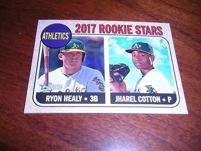 2017 Topps Heritage #199 Jharel Cotton RC/Ryon Healy RC Rookie Oakland A's - Image 1 of 2