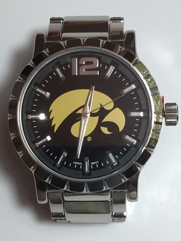 New Iowa Hawkeyes Mens Watch, Bracelet, Metal, With Free Battery Cover