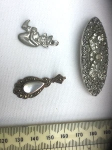TWO white metal trinkets and ONE brooch - Picture 1 of 7