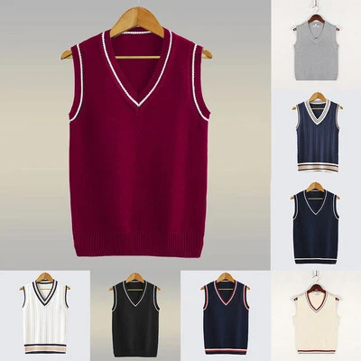 Elegante Chaleco Suéter Tejido Cuello en V Sin Mangas para Hombre Moda Armario Foto 1 de 4