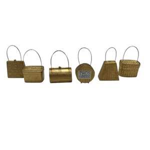 Golden Purse Place Card Holders Twos Company Set of 6 Tea Bridal Lunch Shower - Picture 1 of 15