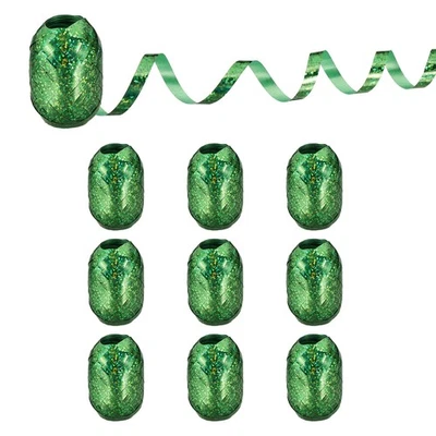 Cintas rizadoras prensadas de 1/5" de ancho 11 yardas, 10 rollos de cuerda de globo brillante, verde Foto 1 de 4
