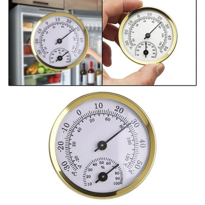 Mini Alloy Thermometer Hygrometer Analoger Feuchtigkeitsmesser Wandbehang Auto - Image 1 of 4