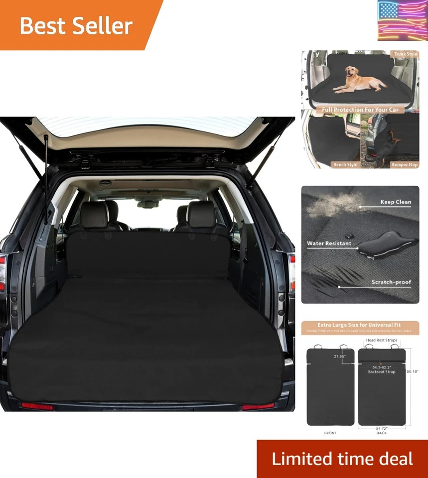 F-color SUV Cargo Liner for Dogs Waterproof Pet Cover Dog Seat Black