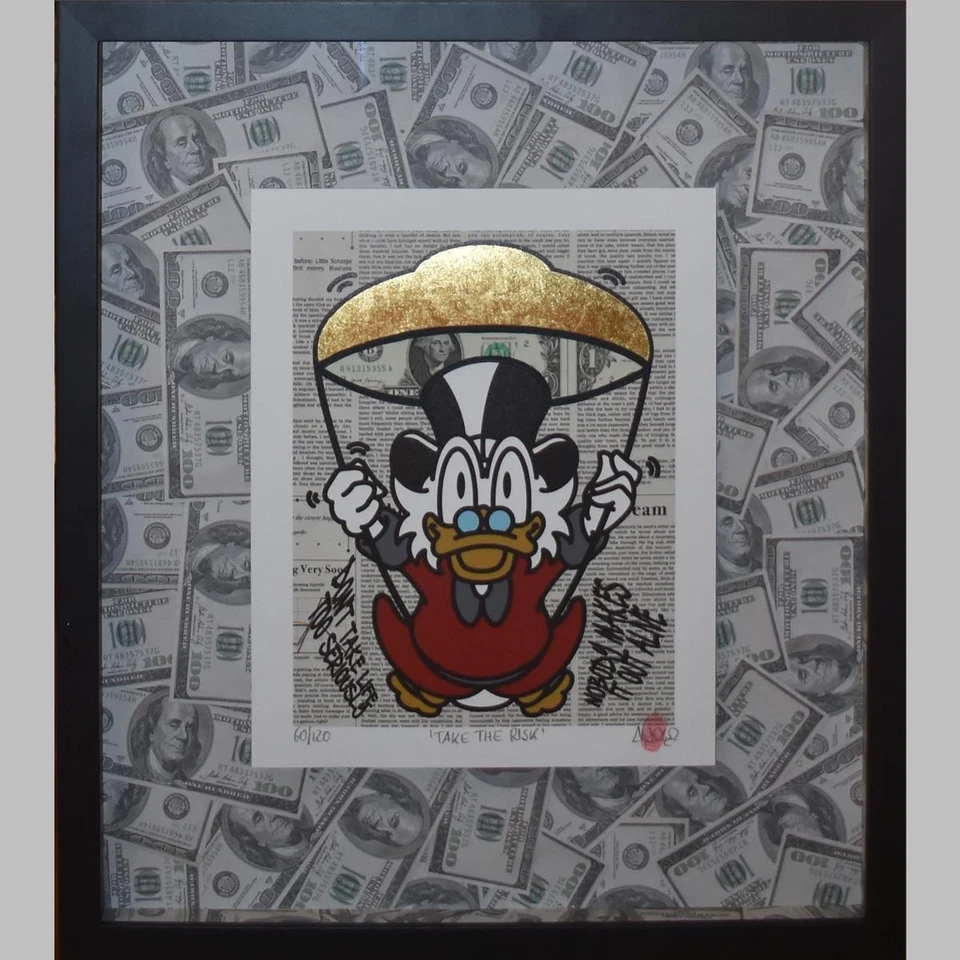 Appollo Take The Risk Giclée auf Papier gerahmt Dagobert Duck - Bild 1 von 1