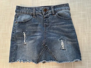 Justice Jean Skirt Girls Distressed Mini Denim Build in Short - Picture 1 of 5