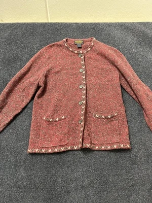 Suéter Woolrich Vintage Mujer Mediano Rojo Rubí Cárdigan Ramie Lana Tejido Años 90 Foto 1 de 4