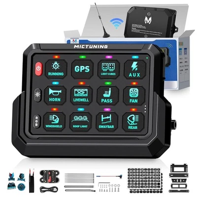 MICTUNING P1sW Wireless RGB 12Gang Switch Panel Circuit Relay Box Remote Control - Image 1 of 4