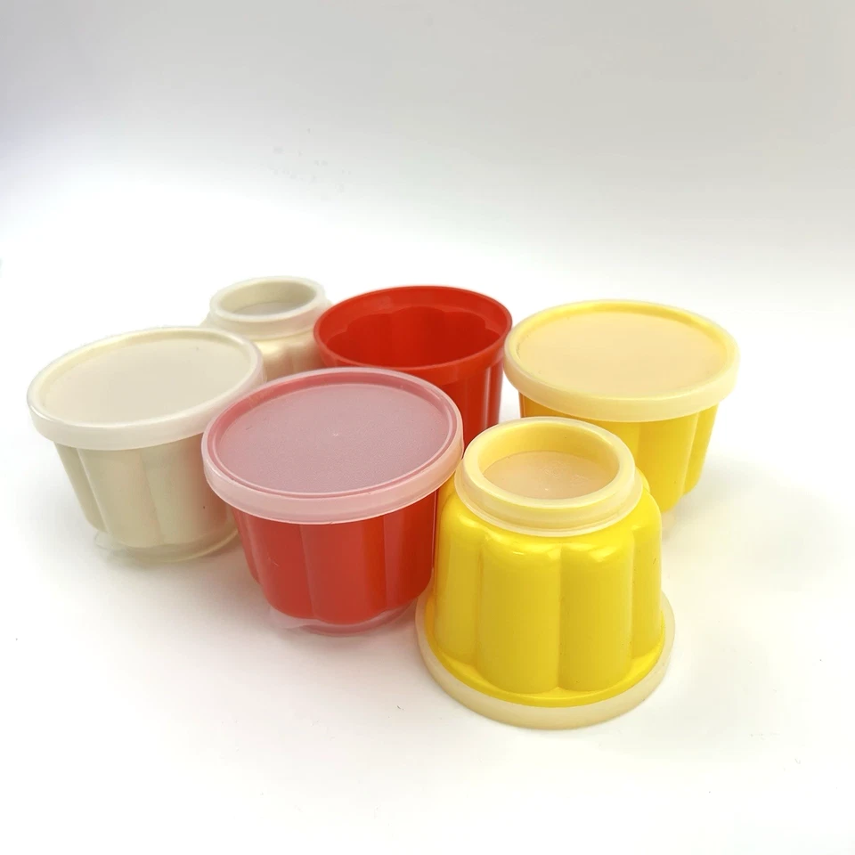 Retro Puddingformen Set | 6x Dessert Förmchen Kunststoff bunt | Vintage 70er - Bild 1 von 4