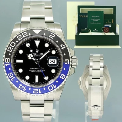 STICKERS NEW 2013 PAPERS Rolex 116710BLNR GMT Master II Steel Batman Blue Watch - Image 1 of 4