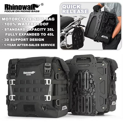 Rhinowalk Motorcycle Side Bag Waterproof 35L Quick Release Saddlebag Pannier 1Pc Foto 1 de 4