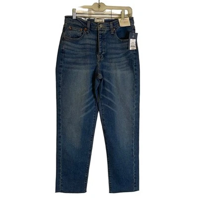 Pantalones de mezclilla UNIVERSAL THREAD tiro medio elásticos con botones, para mujer 10, azul Foto 1 de 4