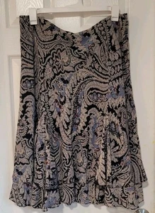 Chaps Women's Paisley Boho Tiered A Line Midi Skirt XL - Picture 1 of 4