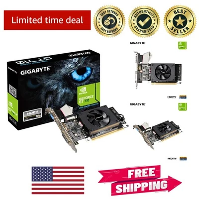 Tarjeta de gráficos ligera Nvidia GeForce GT 710 de 2 GB - perfecta para construcciones compactas Foto 1 de 4