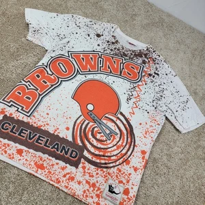 Mitchell & Ness Mens Cleveland Browns Throwback T-Shirt Football NFL Size XL - Picture 1 of 6