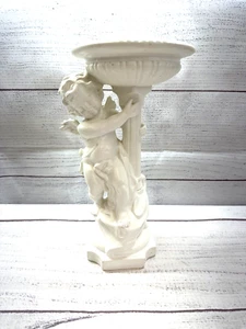 Vintage White Cherub Candleholder / Planter - Ceramic - 11 inches tall - Picture 1 of 17