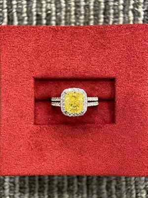 Anel Promessa de Zircão Amarelo, Anel de Prata Esterlina 925, Melhor Presente de Casamento para ela - Imagem 1 de 4