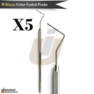 X5 Dental Examination William Marking Probes Periodontal Pocket Depth Measuring - Picture 1 of 2