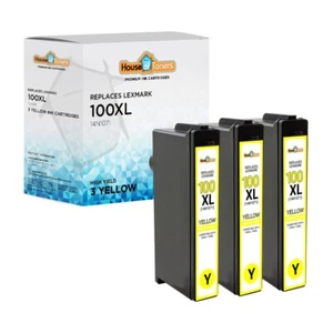 Cartuchos de inyección de tinta 3PK 100XL amarillo 14N1071 para Lexmark PRO 205 705 805 901 905 - Imagen 1 de 2