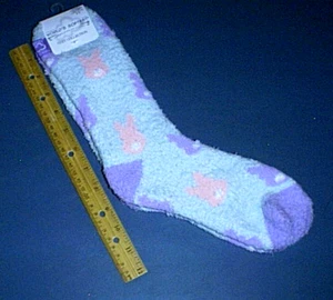 WORLD'S SOFTEST Women's Shoe Size 6-11 Socks Blue & Purple BUNNY RABBIT PEEPSAKE - Picture 1 of 4