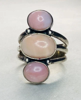 Sterling Silver 925 Pink Tri-Color Opal Shell Ring Sz 9.5 - Image 1 of 4