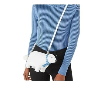 BOLSO BANDOLERA OSO POLAR Kate Spade New York Blanco Cartera ARCTIC FRIEND Cuero Nuevo - Imagen 1 de 6