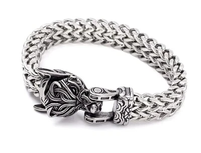 316L EDELSTAHL *** Wikinger Armband Wolf Fenrir Wolfskopf - Bild 1 von 4