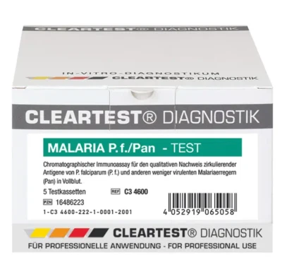 Malaria P.f. / Pan Cleartest Schnelltest zur Diagnose von Malaria Diagnose 5Stk.