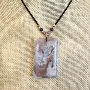 Blossom Agate Pendant Necklace Natural Healing Stone Jewelry - Unique Gift - Picture 1 of 6